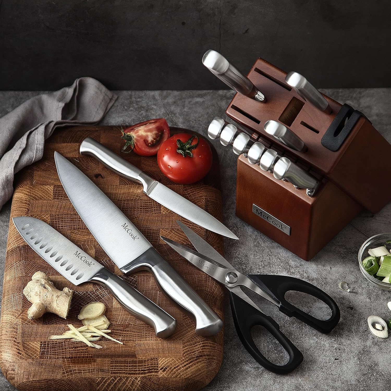 Premium German Stainless Steel Knife Set with Built-in Sharpener