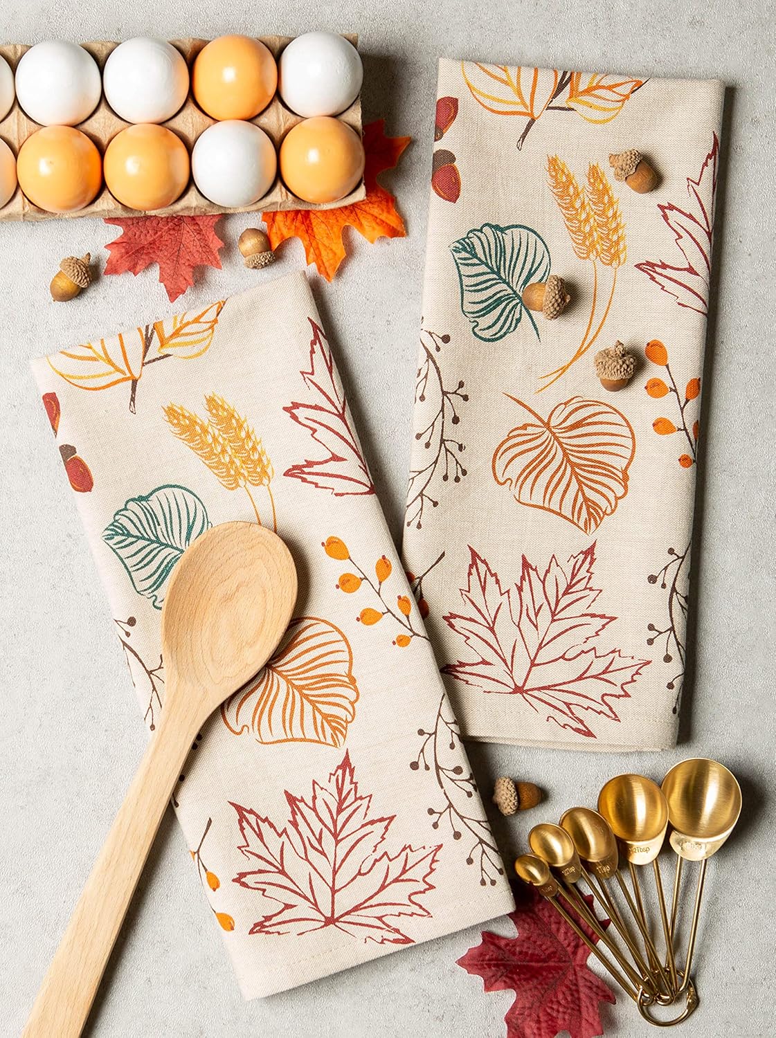 Durable Autumn Leaves Kitchen Towels Set 18x28