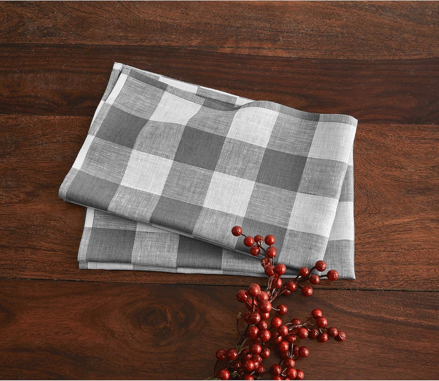 Perfect Pair of Grey White Buffa Check Kitchen Towels